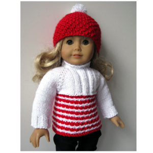 White & Red Ski pullover outfit Knitting Kit
