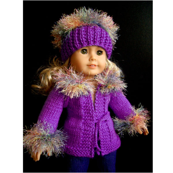 Purple Rain Jacket & Hat 18" doll Knitting Kit
