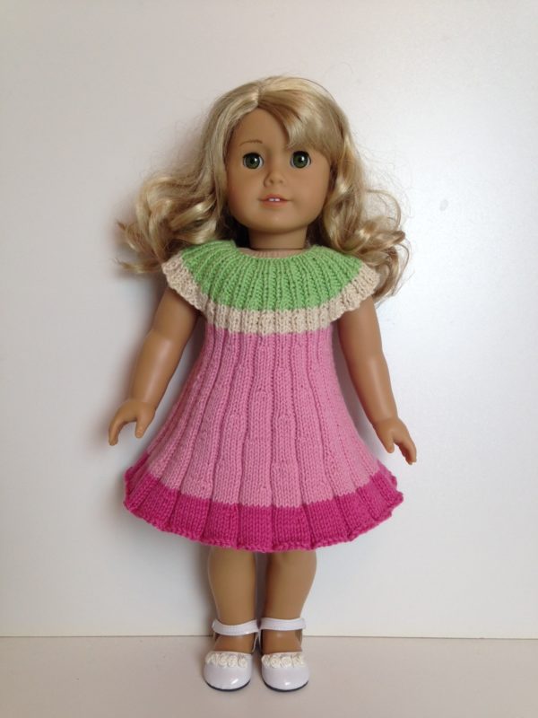 FLOWER dress Knitting Pattern fits 18" doll (059)