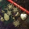 8 silver tone LOVE & HOPE snag free Knitting markers - Image 2