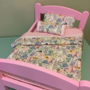 PINK bed & Bedding set for 18" doll "Paris 1"