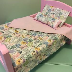 PINK bed & Bedding set for 18" doll "Paris 2"