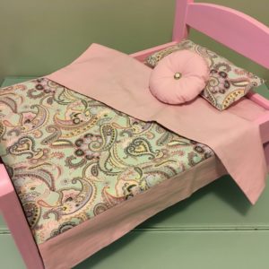 PINK bed & Bedding set for 18" doll "Paisley 1"