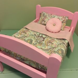 PINK bed & Bedding set for 18" doll "Paisley 2"