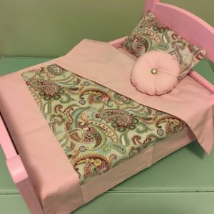 PINK bed & Bedding set for 18" doll "Paisley 3&4"
