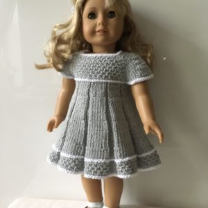 Pleated Cotton Dress 18" doll size (Grey) with BONUS markers