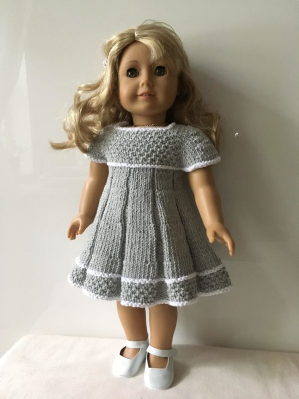 Pleated Cotton Dress 18" doll size (Grey) with BONUS markers