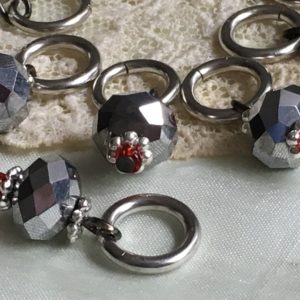 Burning Coal Crystal Knitting stitch markers Two
